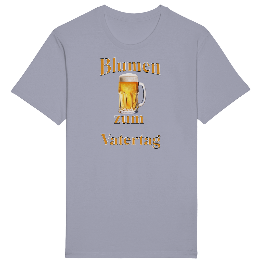 Hellblaues T-Shirt mit dem humorvollen Aufdruck „Blumen zum Vatertag“. Ein goldener Bierkrug in der Mitte des Designs ersetzt augenzwinkernd die traditionellen Blumen, die man sonst schenkt. Ein perfektes Geschenk für Väter, die den Vatertag gerne mit einem erfrischenden Bier feiern und diesen besonderen „Blumenstrauß“ zu schätzen wissen!