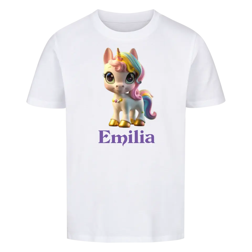 Personalisiertes Kinder Premium Bio T-Shirt Einhorn Emilia - delamira