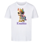 Personalisiertes Kinder Premium Bio T-Shirt Einhorn Emilia - delamira