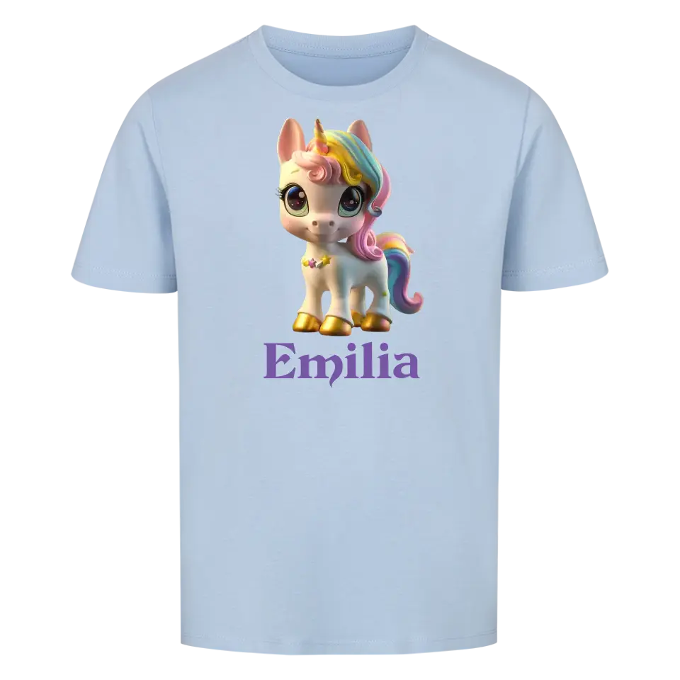 Personalisiertes Kinder Premium Bio T-Shirt Einhorn Emilia - delamira