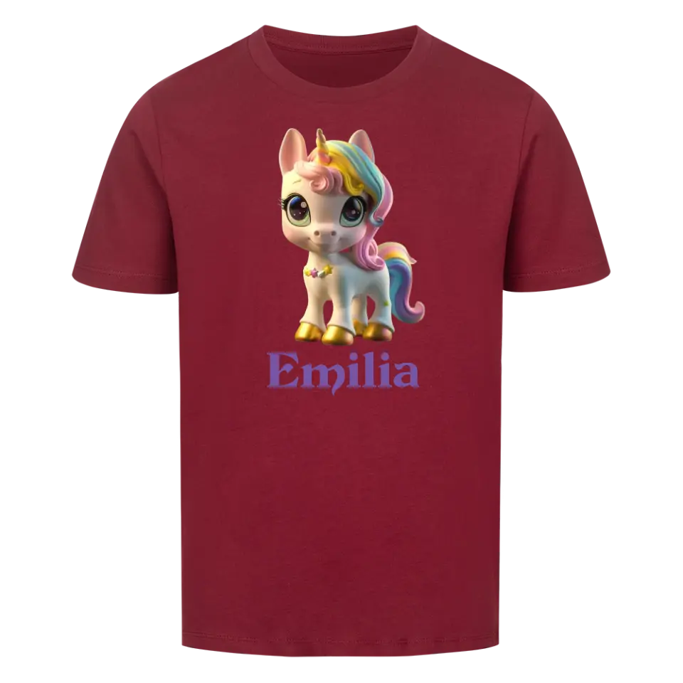 Personalisiertes Kinder Premium Bio T-Shirt Einhorn Emilia - delamira