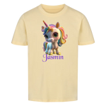 Personalisiertes Kinder Premium Bio T-Shirt Einhorn Jasmin - delamira