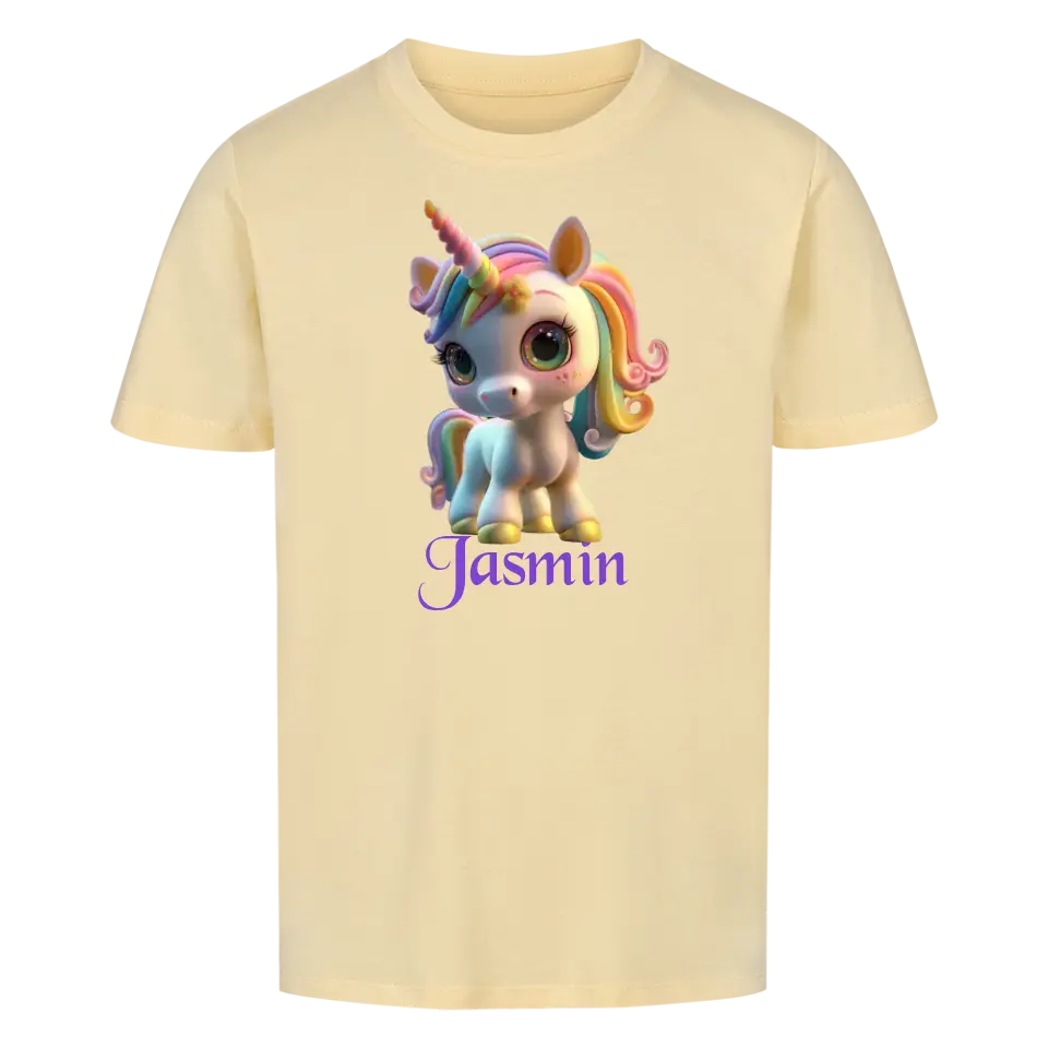 Personalisiertes Kinder Premium Bio T-Shirt Einhorn Jasmin - delamira