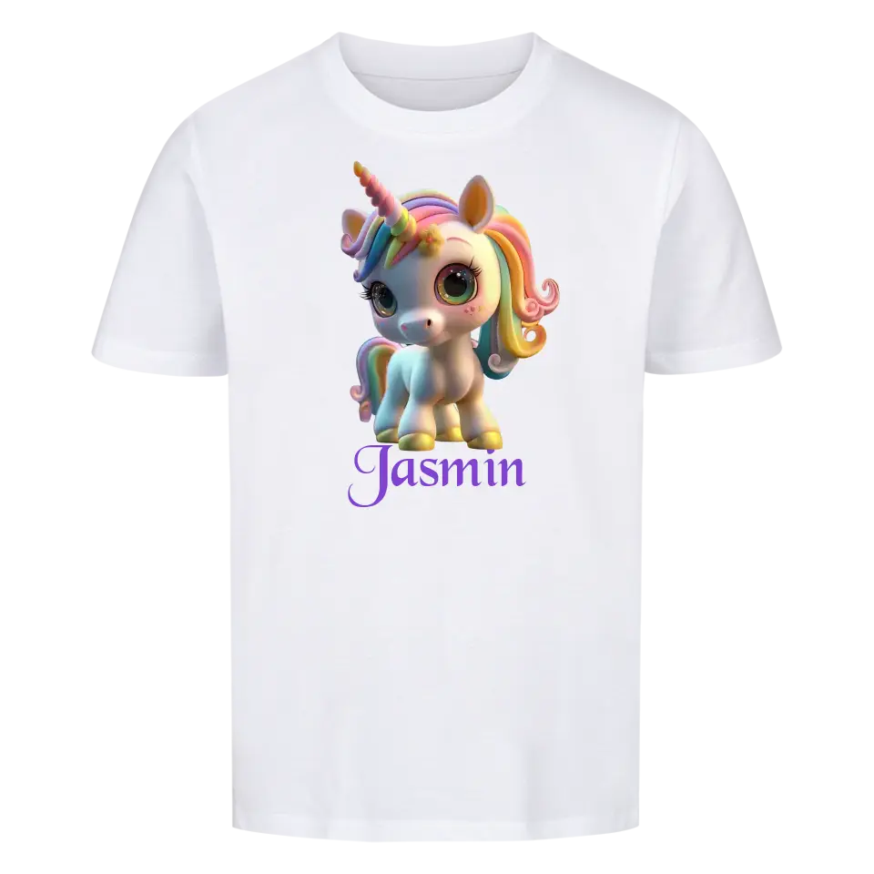 Personalisiertes Kinder Premium Bio T-Shirt Einhorn Jasmin - delamira