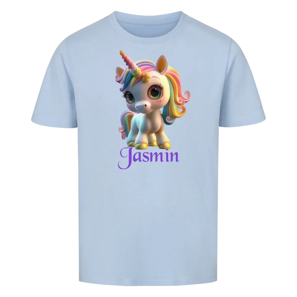 Personalisiertes Kinder Premium Bio T-Shirt Einhorn Jasmin - delamira