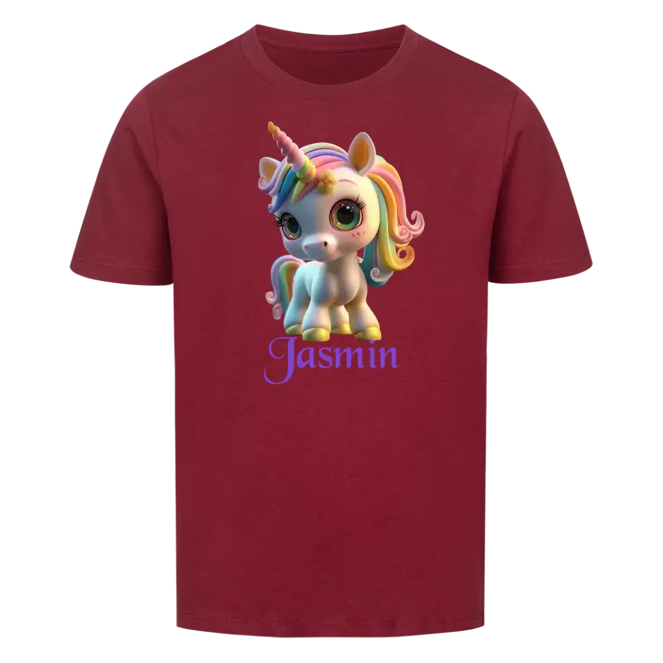 Personalisiertes Kinder Premium Bio T-Shirt Einhorn Jasmin - delamira