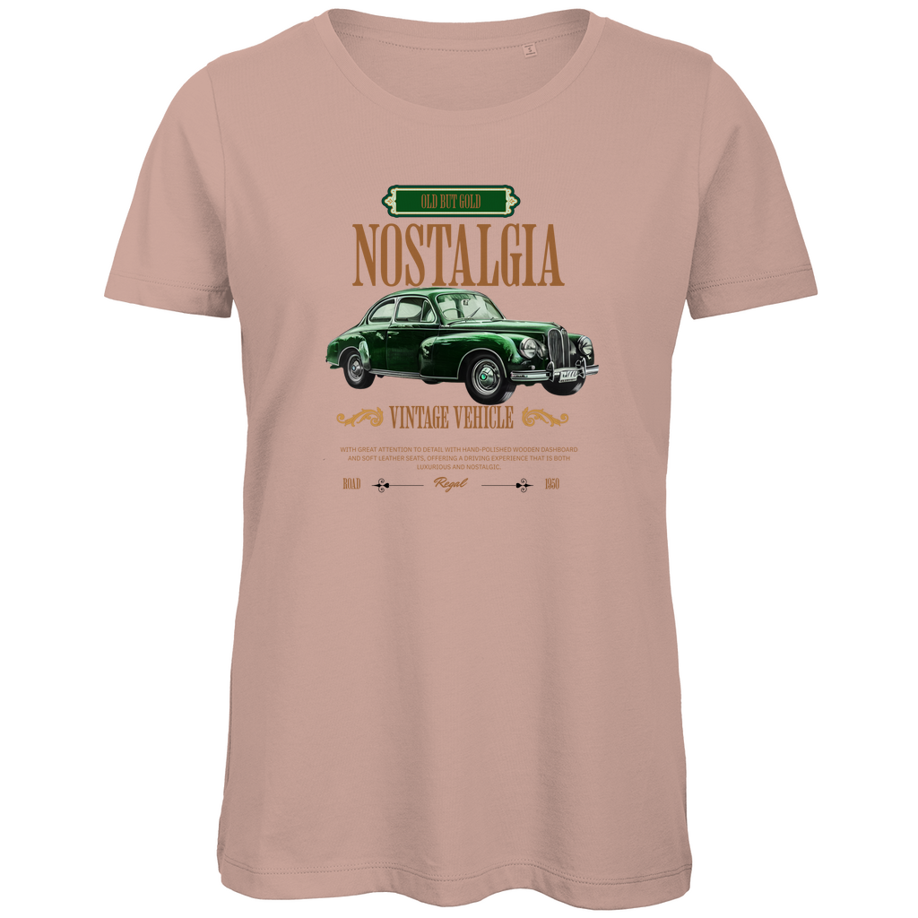 Damen Premium Bio T-Shirt mit Nostalgia-Design, aus nachhaltiger Baumwolle, bequem und stilvoll – Delamira.