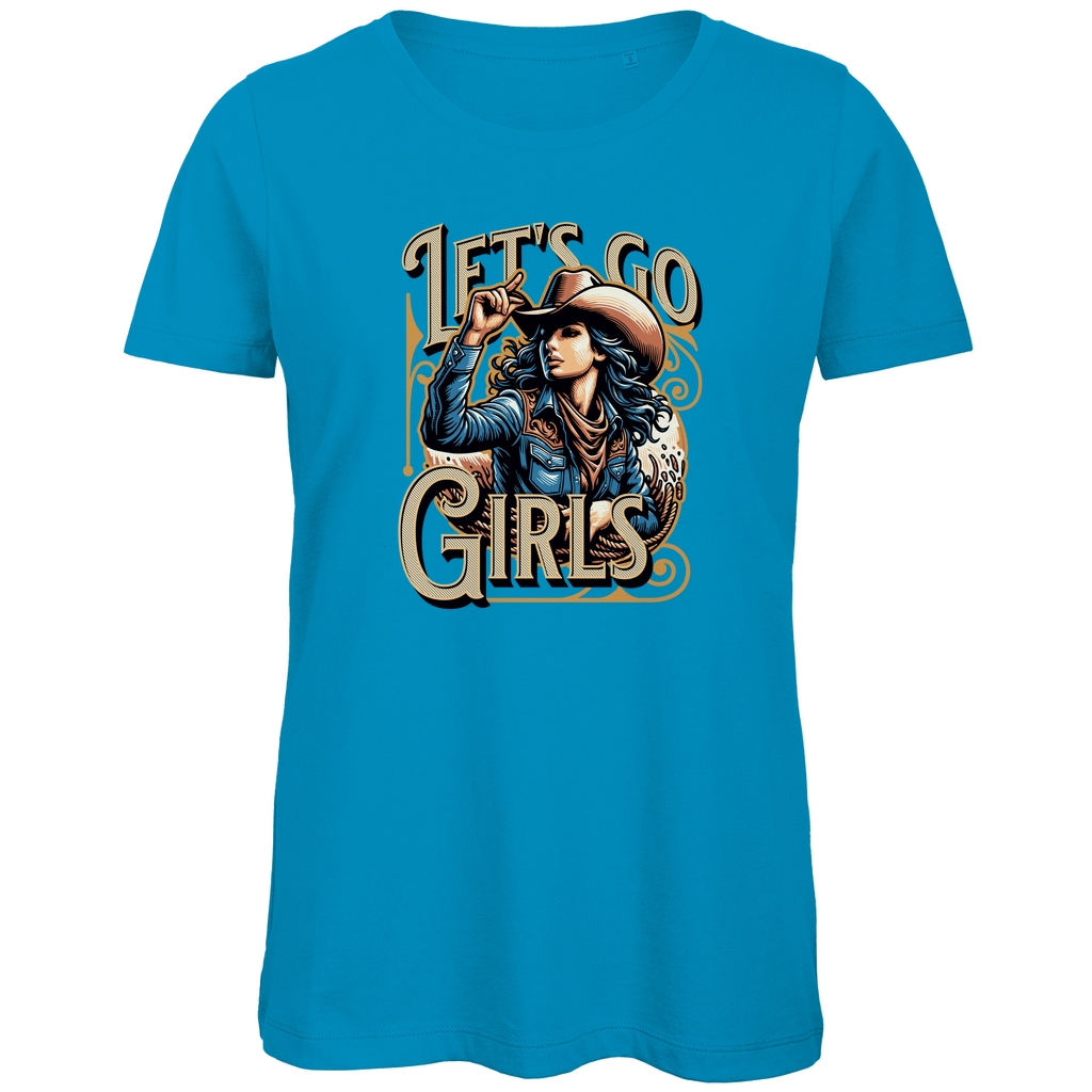 Damen Premium Bio T-Shirt mit 'Let's Go Girls'-Design, erhältlich in vielen ausgesuchten Farben, aus nachhaltiger Baumwolle, bequem und stilvoll – Delamira.