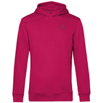 Ein pinker Premium Bio Hoodie mit delamira-Logo auf der linken Brust. Das schlichte und zeitlose Design kombiniert Nachhaltigkeit mit Stil. Der Hoodie überzeugt durch seine hochwertige Verarbeitung, eine bequeme Kapuze mit Kordelzug und eine perfekte Passform. Ideal für alle, die Wert auf umweltfreundliche Mode und einen cleanen Look legen.