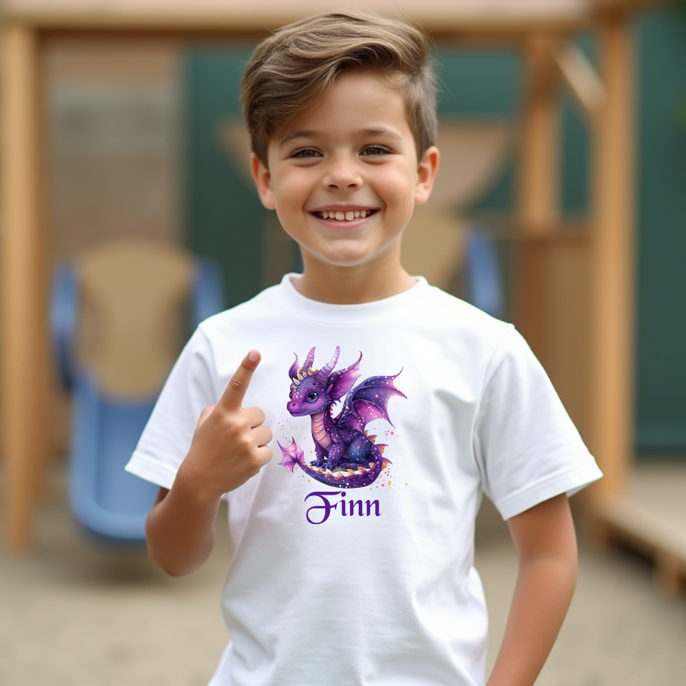 Personalized Kids Premium Organic T-Shirt Dragon Finn