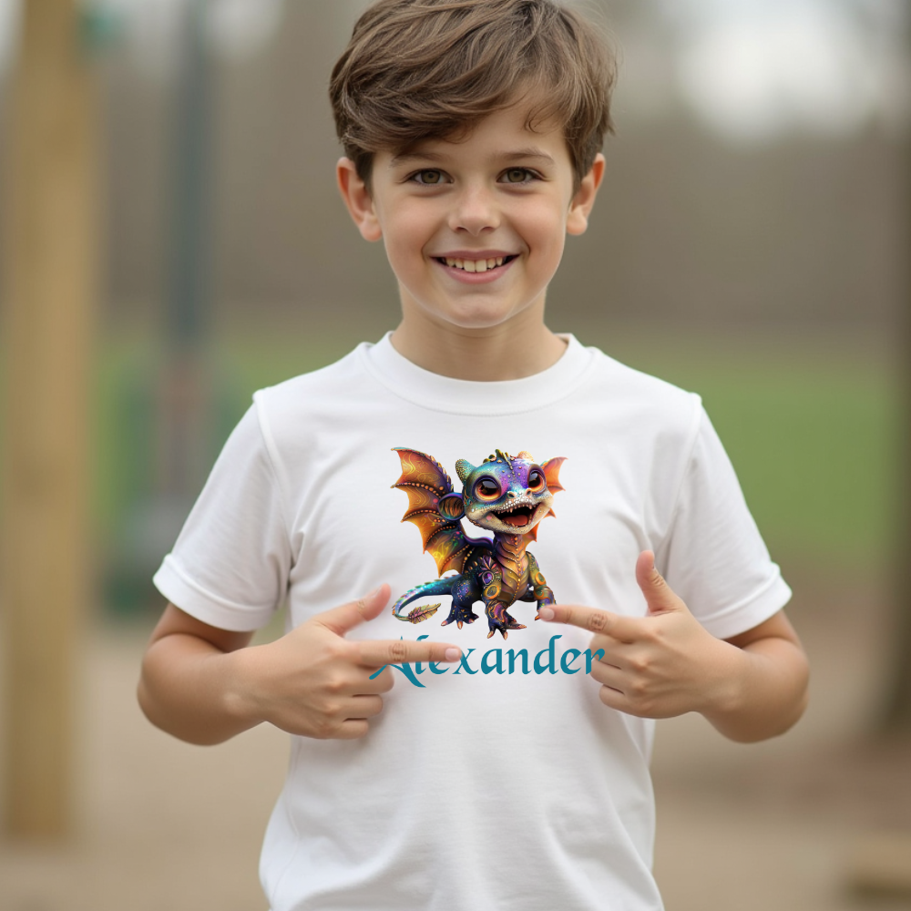 Personalized Kids Premium Organic T-Shirt Dragon Alexander