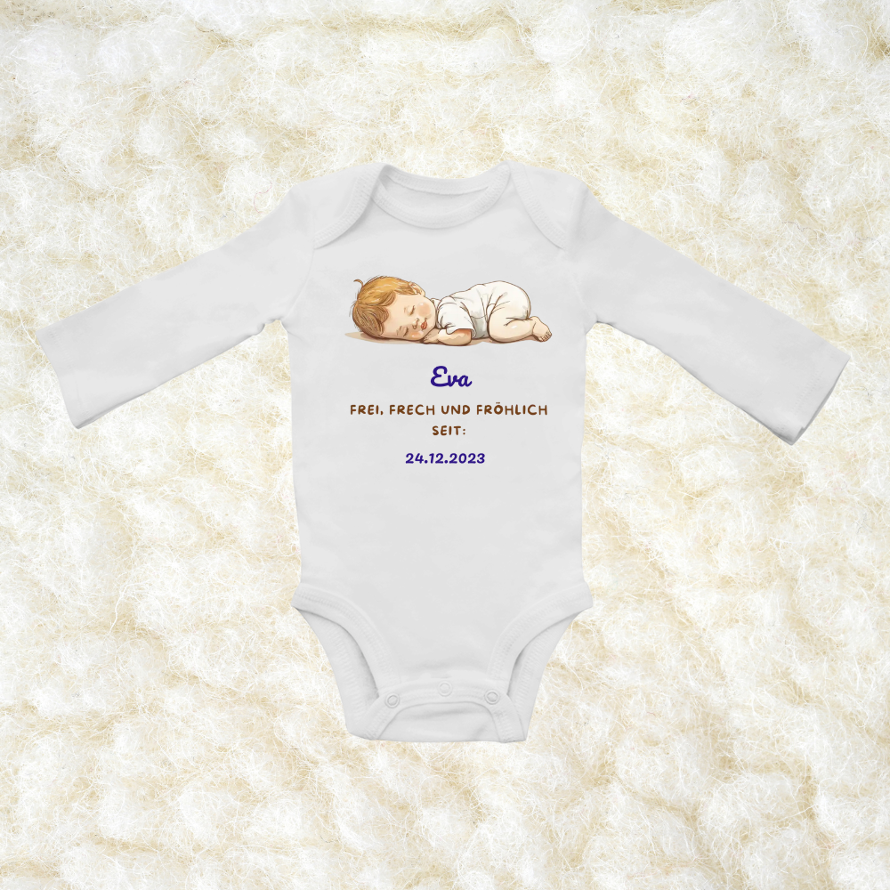 Personalisierter Baby Bio Body Langarm Eva