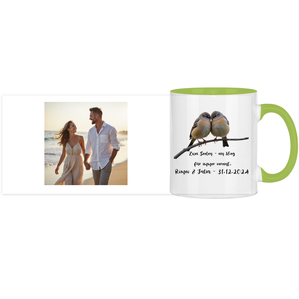 Personalisierte Panorama Tasse zweifarbig ein Geschenk für die Liebe