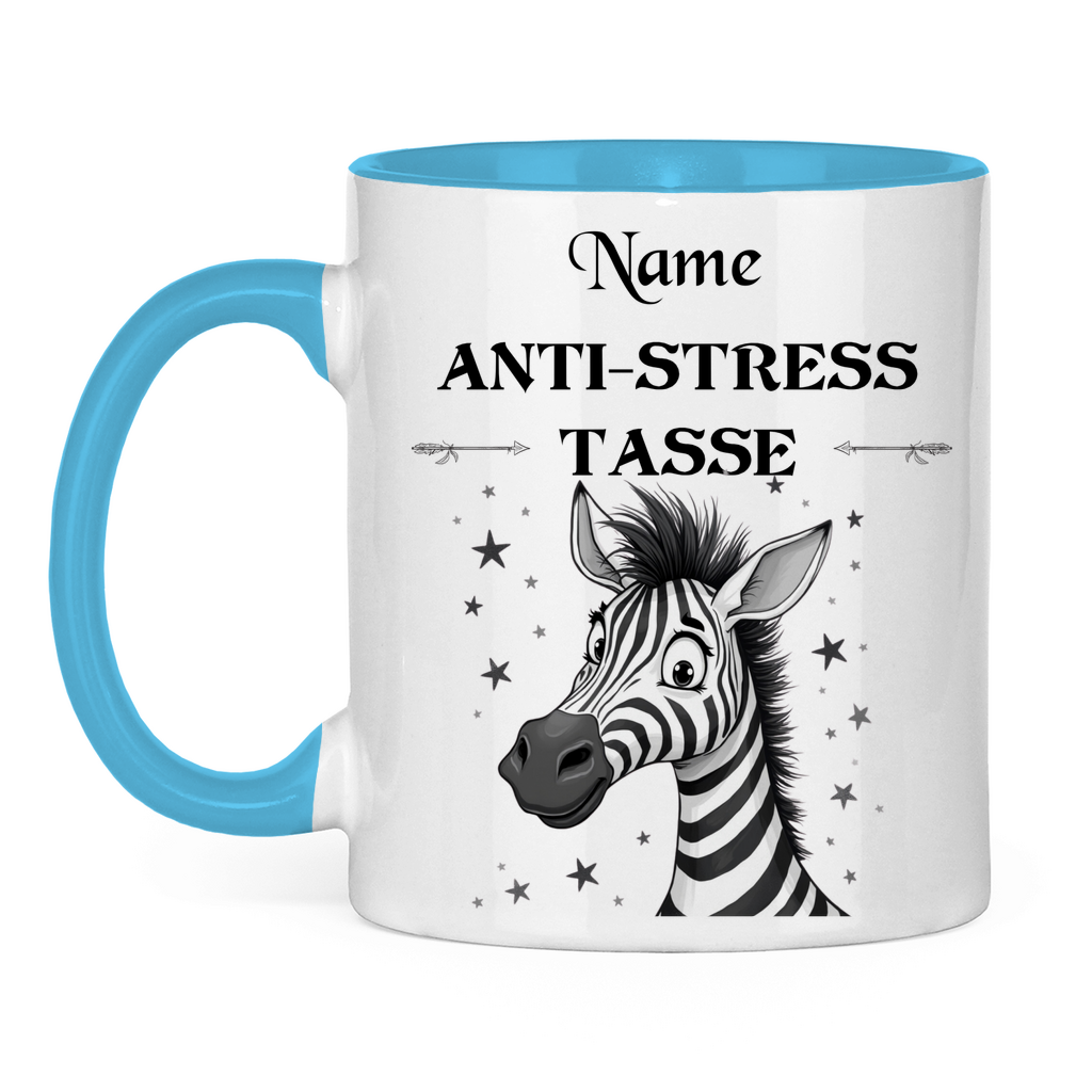 Tasse zweifarbig Anti Stress Zebra Rückseite